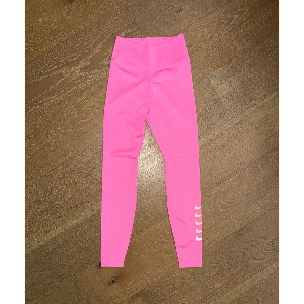 Nike Dri-FIT Neon Pink Multi Swoosh High Waisted Athletic Leggings XS